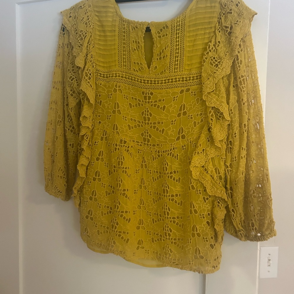 Elegant Mustard Lace Blouse